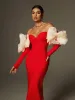 Ifra Off Shoulder Flower Bandage Maxi Dress In Red sold by Mew Mews