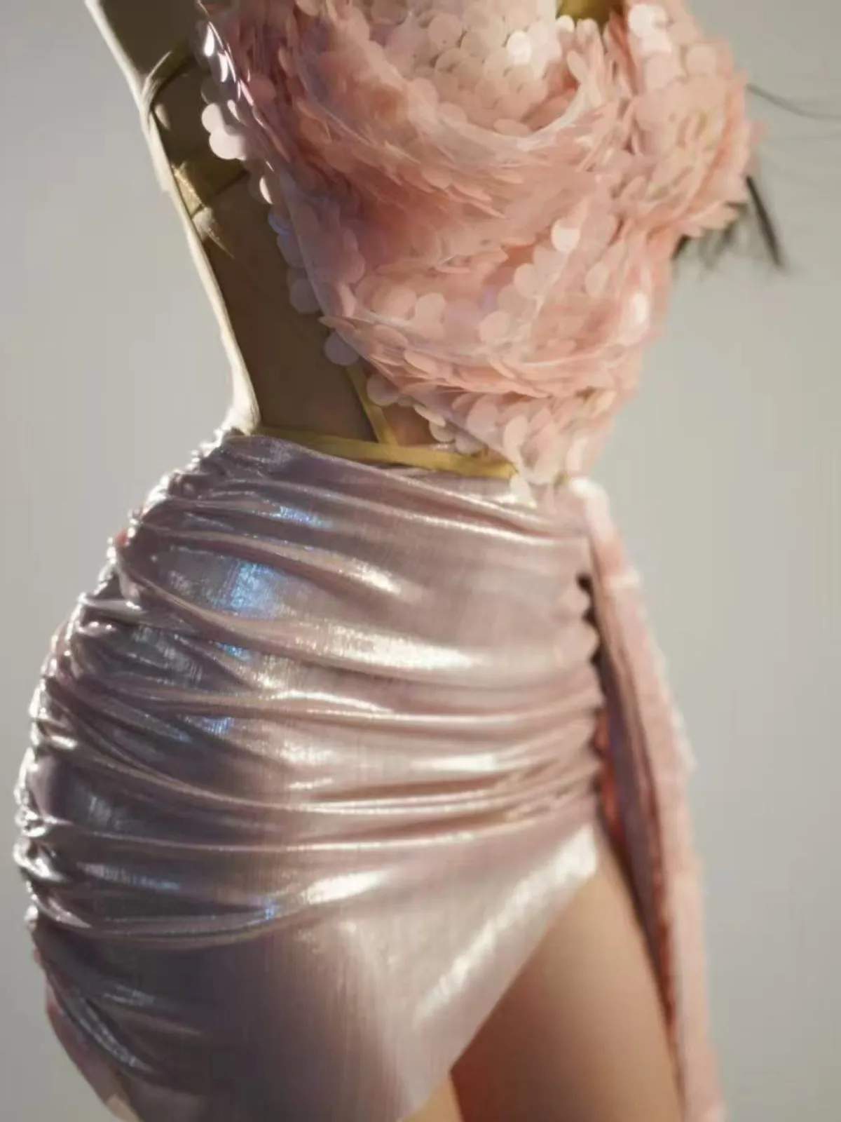 Cassey Sequin Draped Skirt Set In Blush sold by Mew Mews product image thumbnail 2