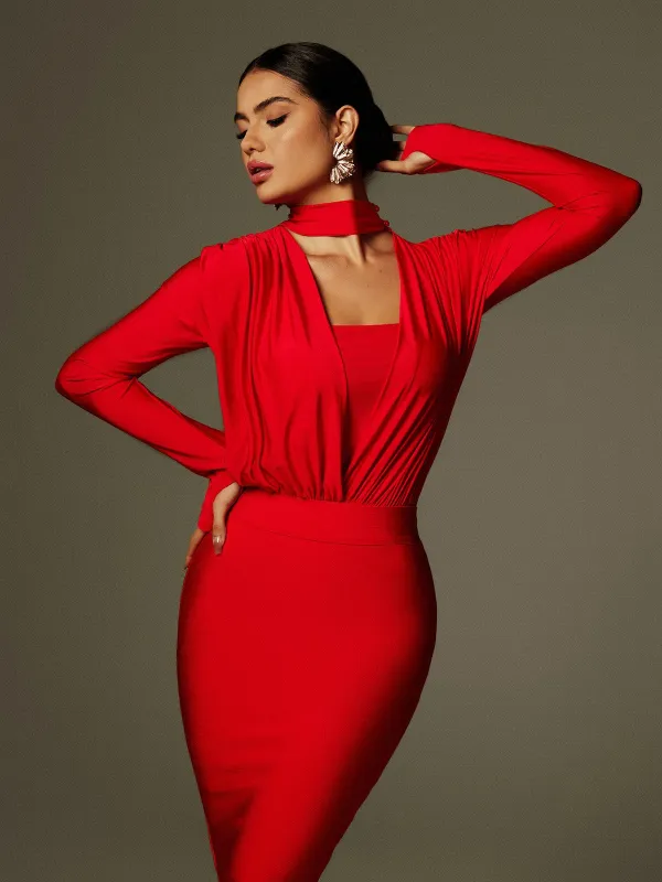 Benjamin Long Sleeve Ruched Bodysuit sold by Mew Mews