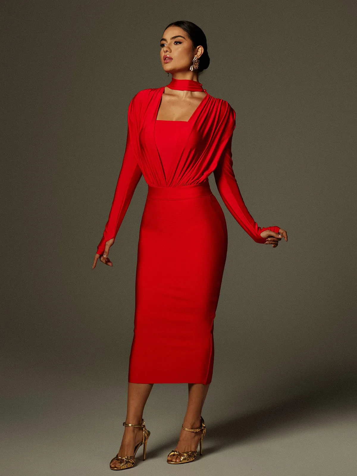 Benjamin Long Sleeve Ruched Bodysuit sold by Mew Mews product image thumbnail 2