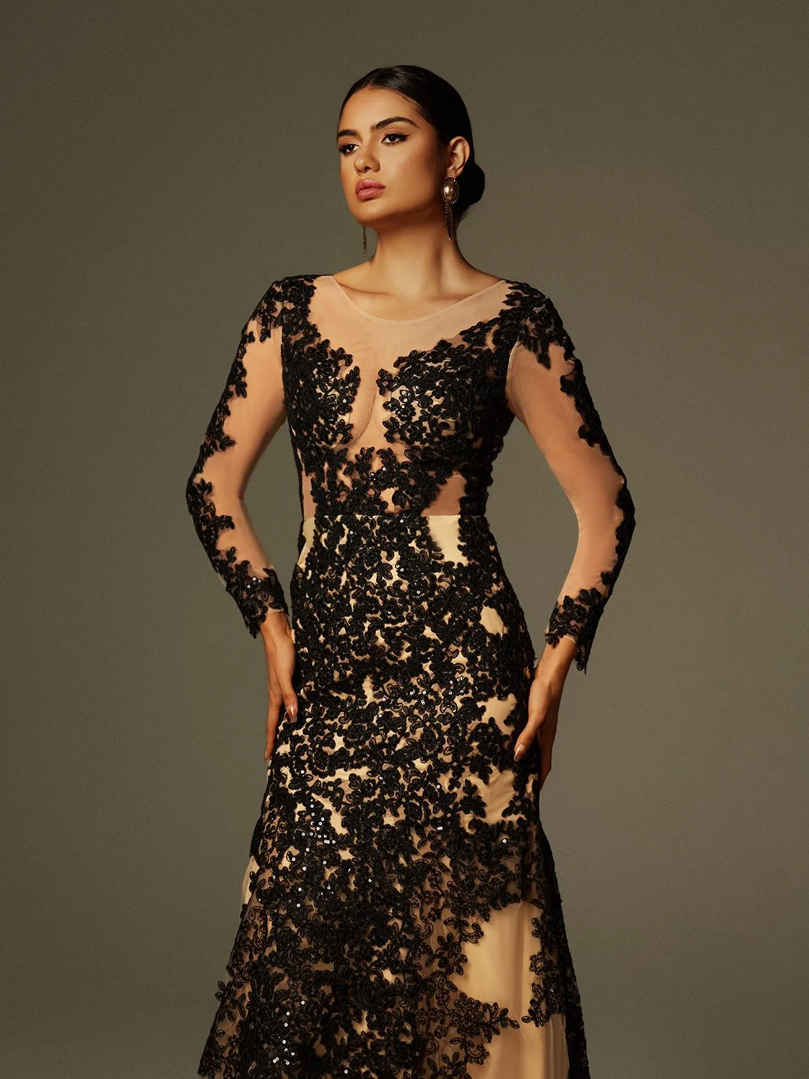 Ayesha Long Sleeve Lace Sequin Maxi Dress sold by Mew Mews product image thumbnail 3