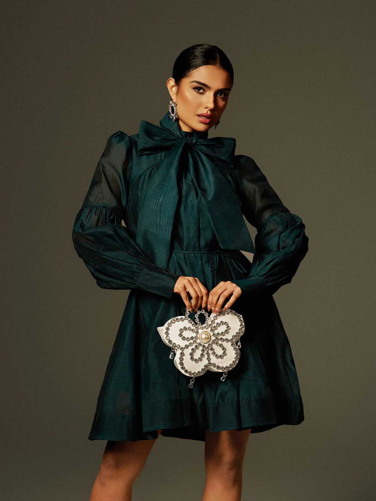 Caelan Long Sleeve Lace Up Mini Dress sold by Mew Mews product image thumbnail 3