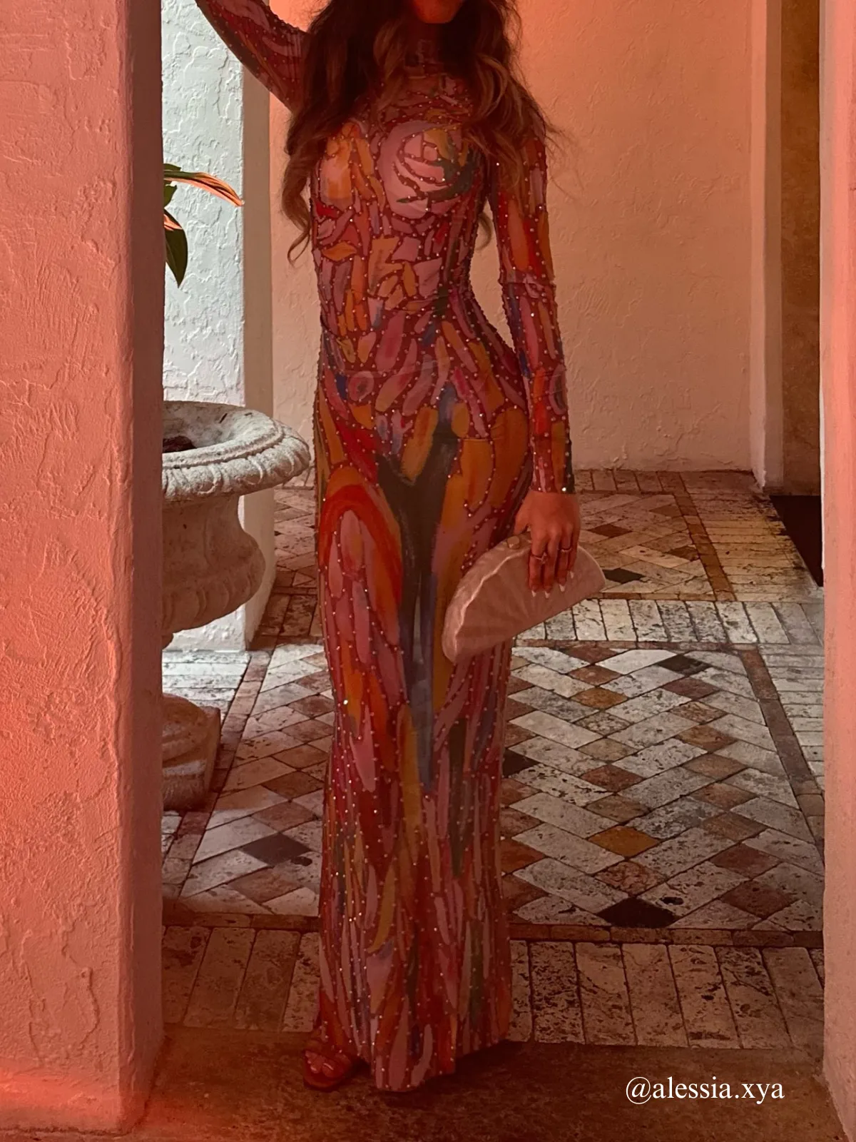 Rupok Turtleneck Rhinestone Maxi Dress sold by Mew Mews product image thumbnail 3