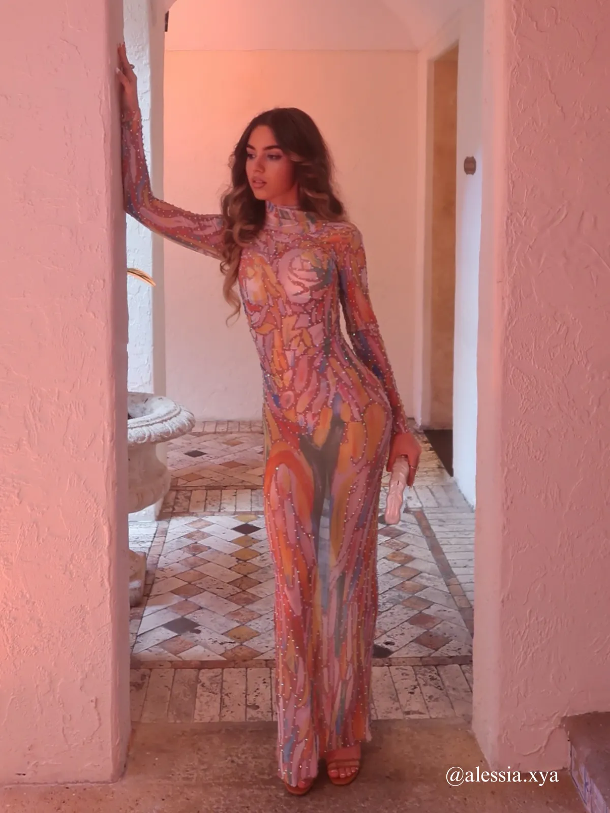 Rupok Turtleneck Rhinestone Maxi Dress sold by Mew Mews