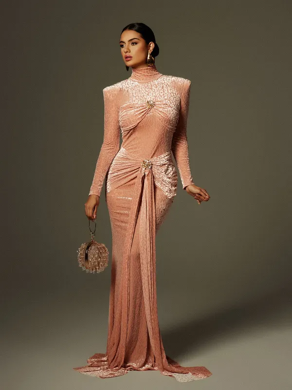 Ahuva Leopard Printed Rhinestone Maxi Dress made by Mew Mews