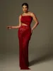 Phelia Cutout Lace Draped Maxi Dress In Wine sold by Mew Mews