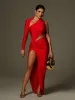 Aislyn One Shoulder Cutout Split Maxi Dress sold by Mew Mews