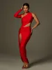 Aislyn One Shoulder Cutout Split Maxi Dress sold by Mew Mews