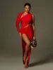 Aislyn One Shoulder Cutout Split Maxi Dress sold by Mew Mews