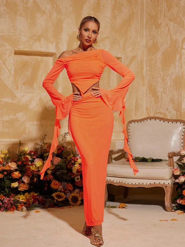 Brynthia One Shoulder Backless Ruched Skirt Set sold by Mew Mews