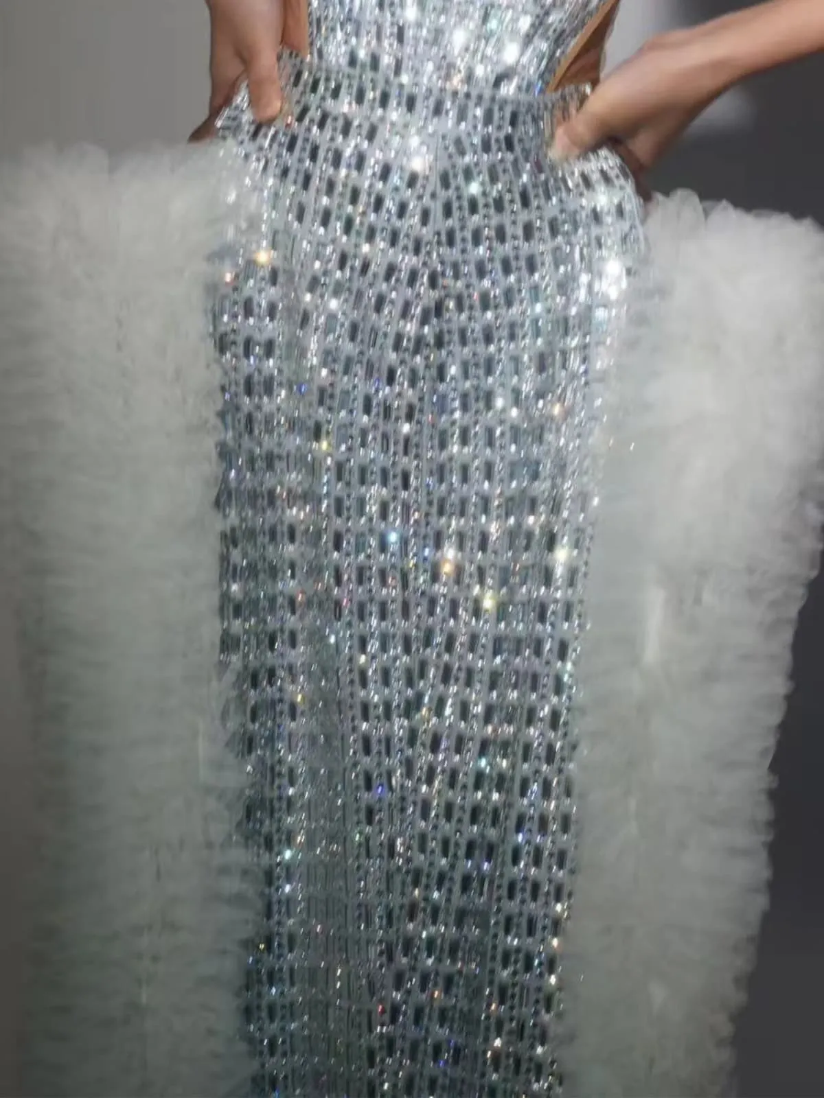 Xaelthar Strapless Rhinestone Tulle Skirt Set In White sold by Mew Mews product image thumbnail 3