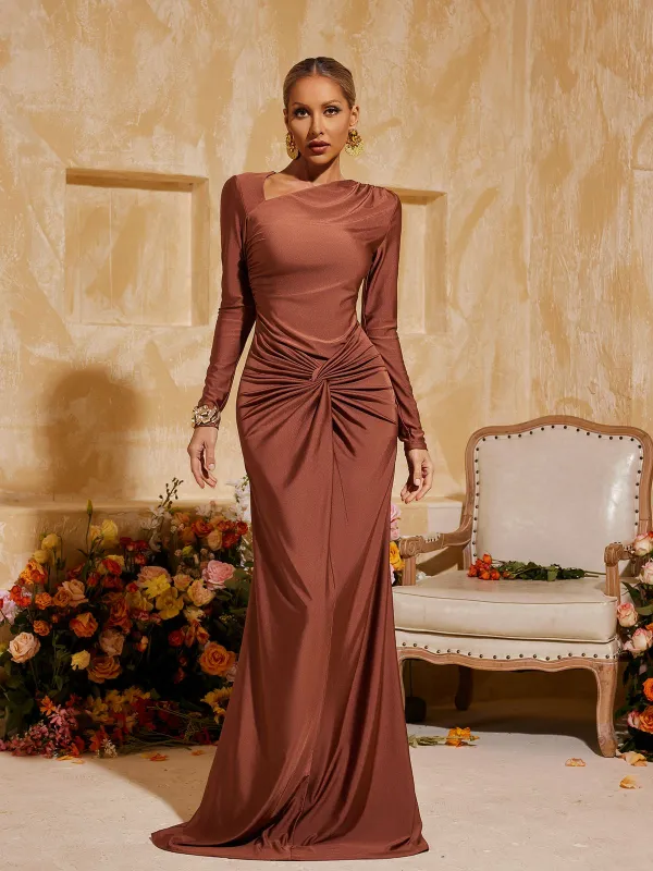 Xavia Long Sleeve Twisted Maxi Dress sold by Mew Mews