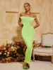 Yasir Backless Ruched Maxi Dress In Green sold by Mew Mews