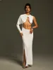 Linzey One Shoulder Cutout Split Maxi Dress sold by Mew Mews