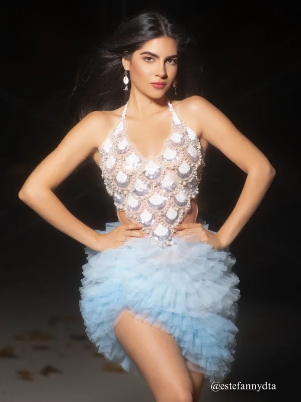 Claudas Halterneck Pearl Tulle Skirt Set sold by Mew Mews