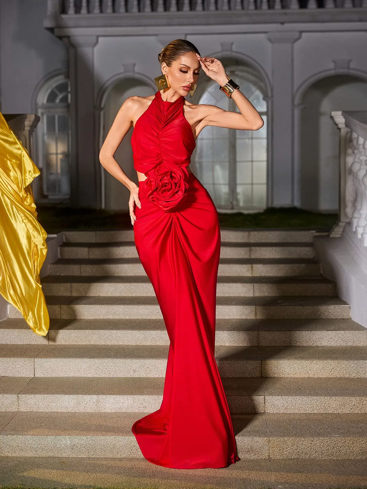 Renwick Sleeveless Flower Ruched Maxi Dress sold by Mew Mews product image thumbnail 4