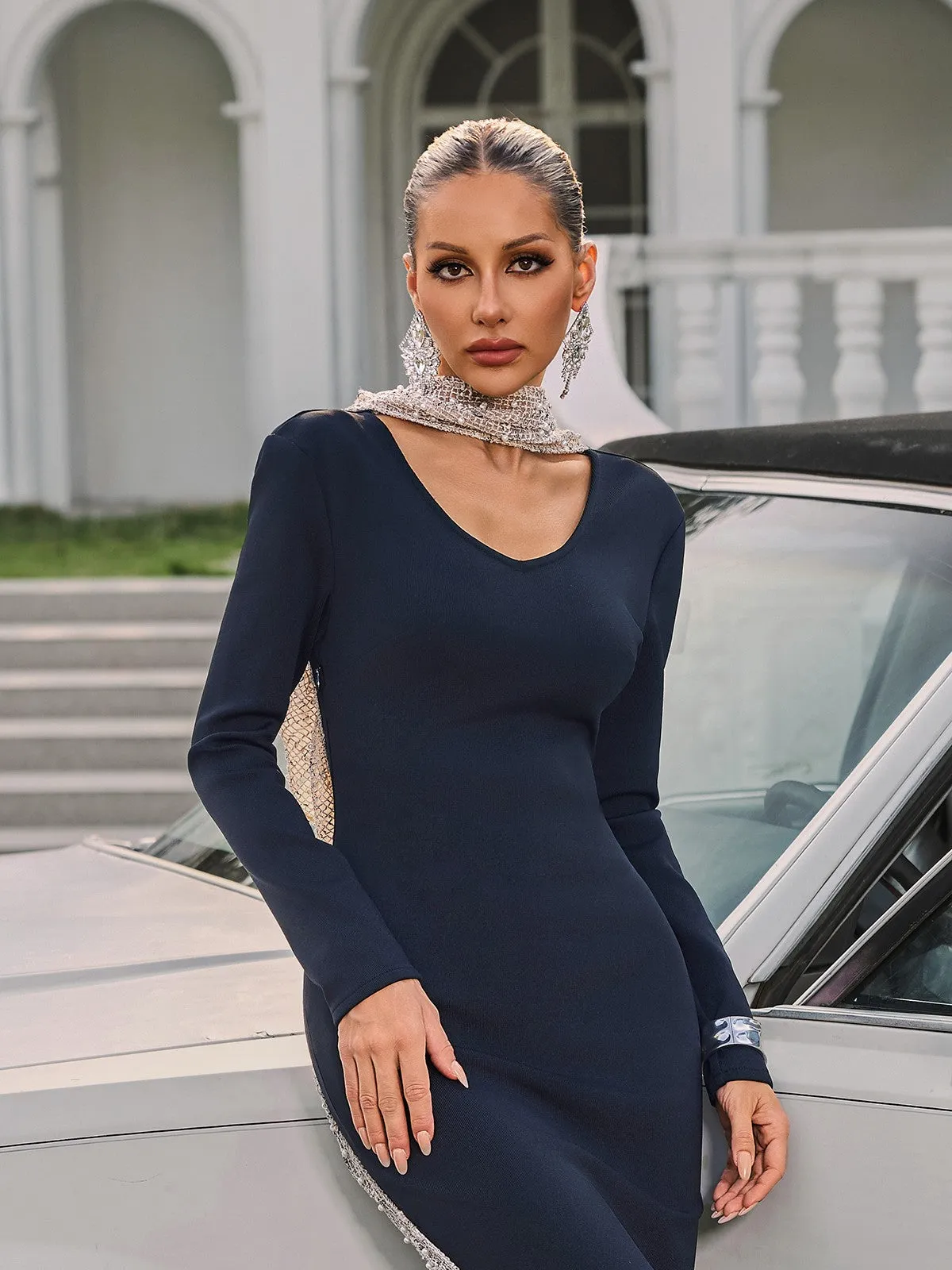 Thalyss Backless Pearl Bandage Midi Dress sold by Mew Mews product image thumbnail 5