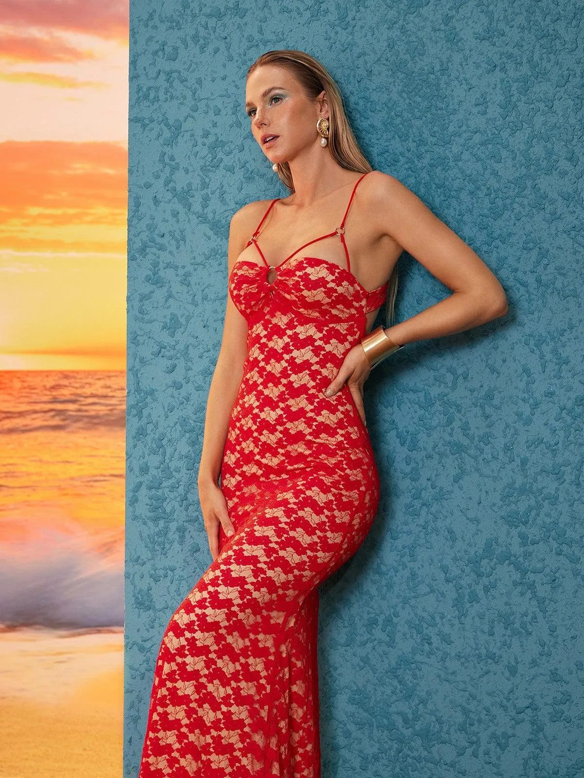 Gabin Spaghetti Floral Lace Maxi Dress sold by Mew Mews product image thumbnail 5