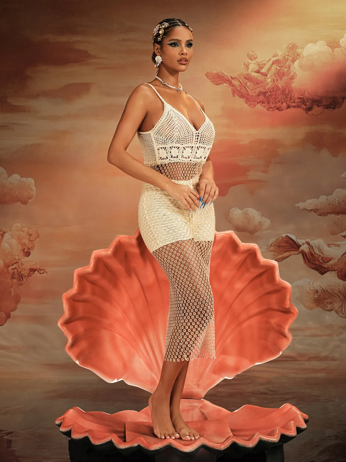 Liselotte Spaghetti Cover Up Dress In Beige sold by Mew Mews product image thumbnail 4