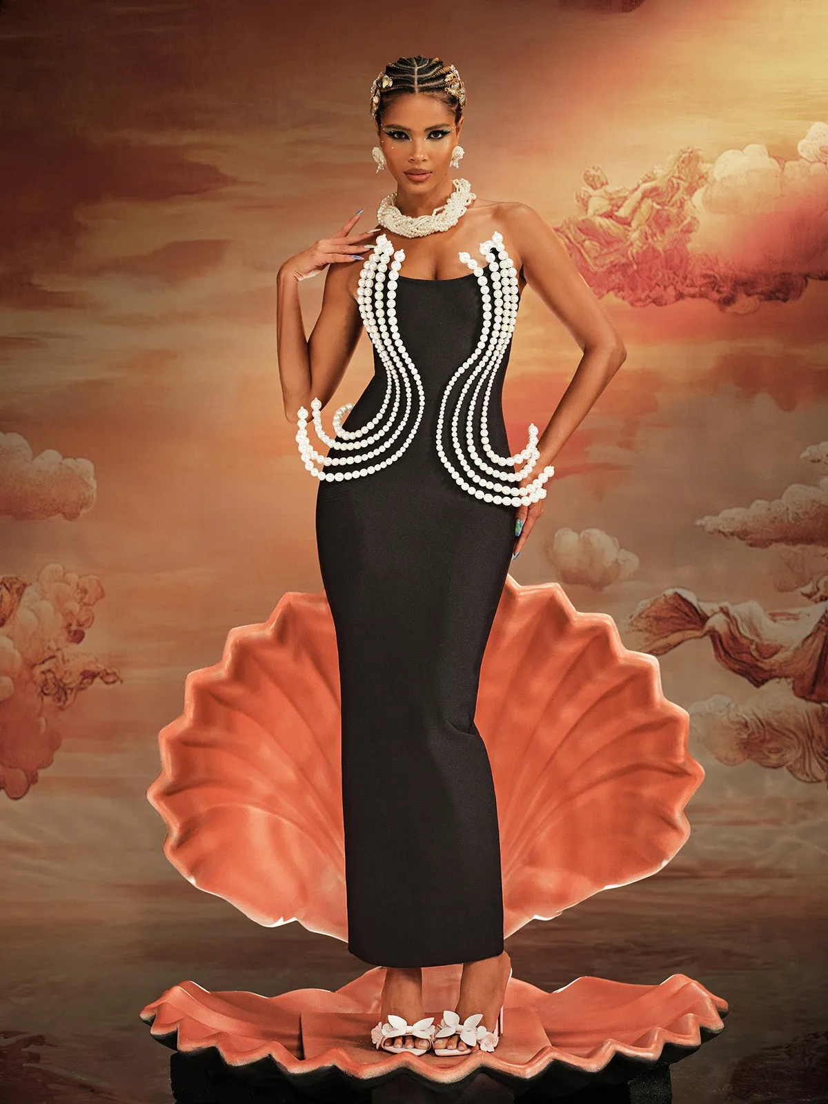 Aivar Strapless Pearl Bandage Maxi Dress sold by Mew Mews product image thumbnail 2
