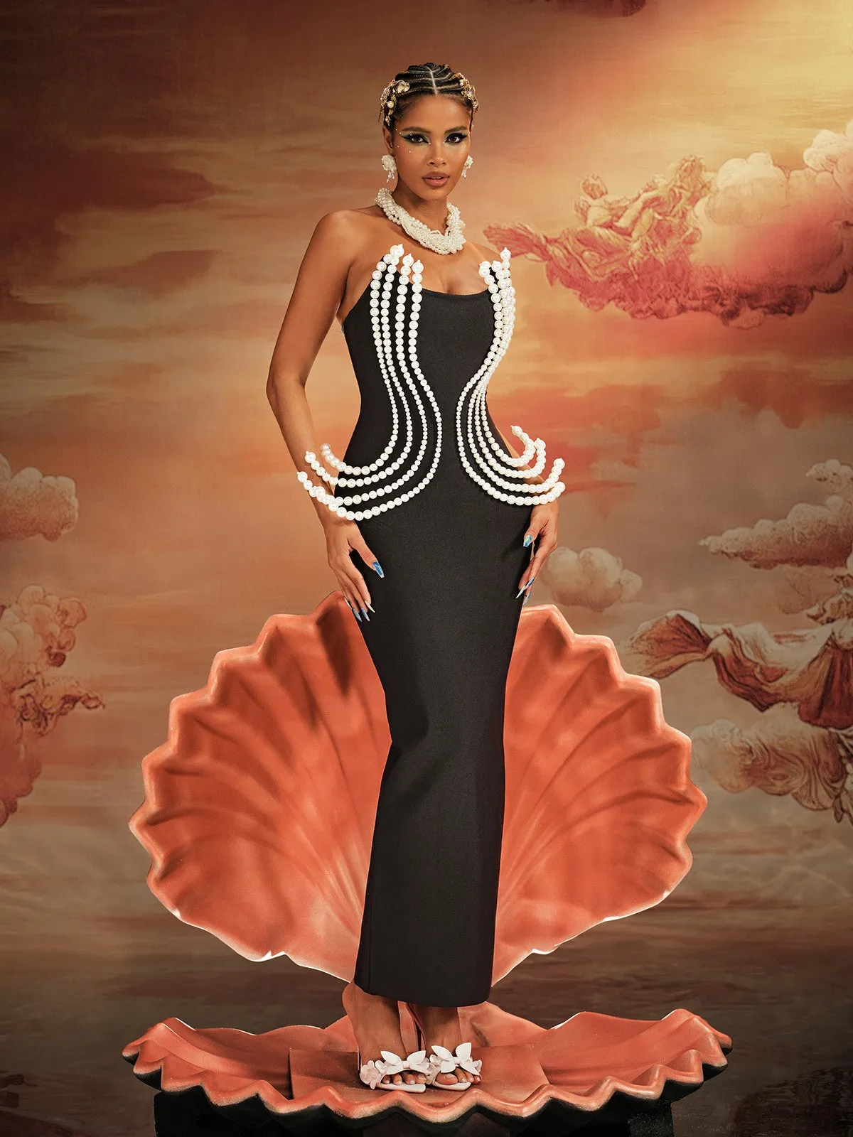 Aivar Strapless Pearl Bandage Maxi Dress sold by Mew Mews product image thumbnail 4