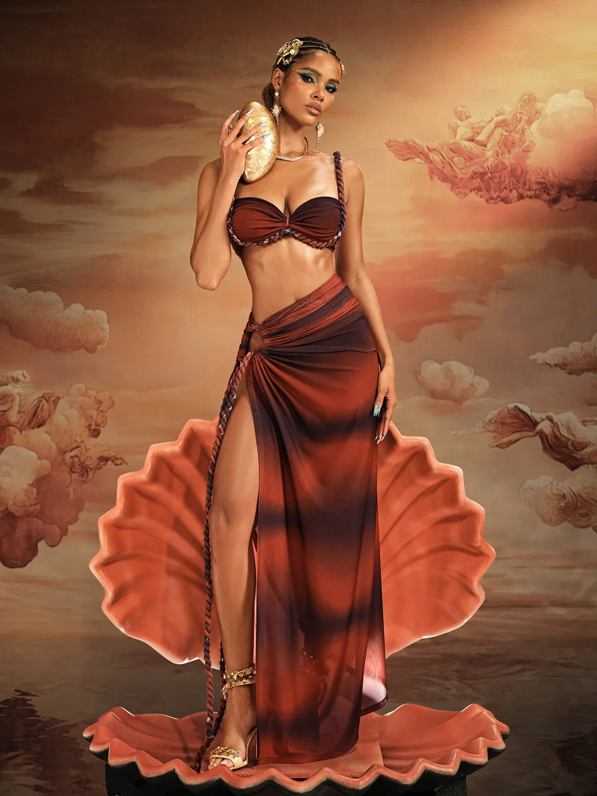 Akihito Spaghetti Ruched Skirt Set sold by Mew Mews product image thumbnail 2