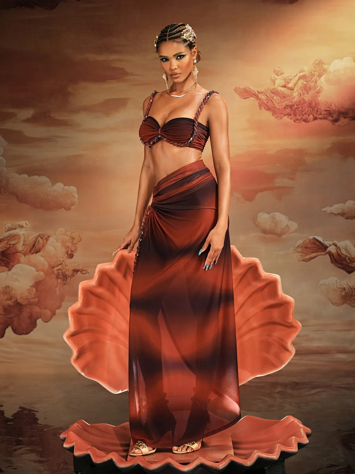 Akihito Spaghetti Ruched Skirt Set sold by Mew Mews product image thumbnail 4