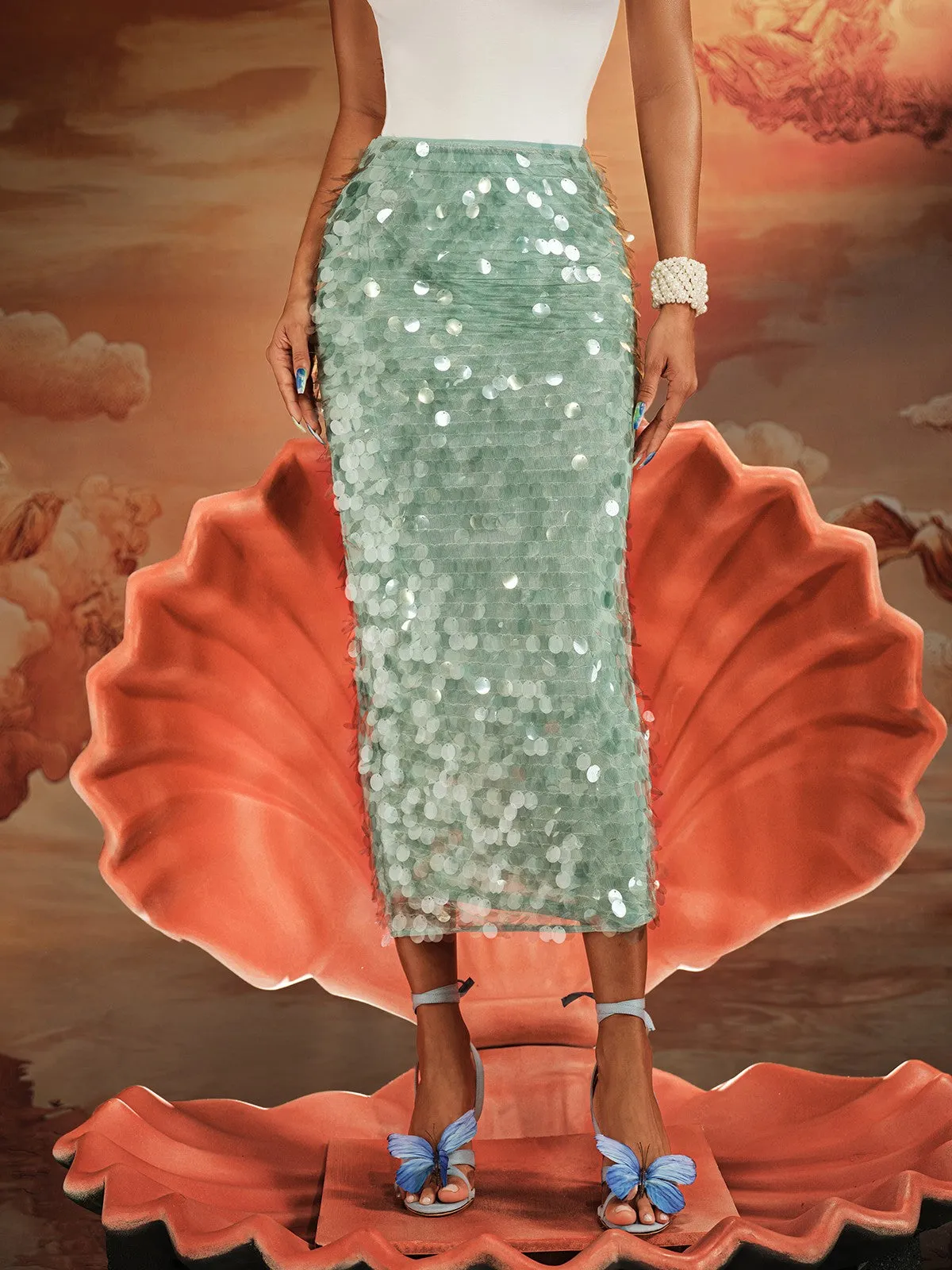 Akeem Sequin Mermaid Scale Skirt sold by Mew Mews product image thumbnail 5