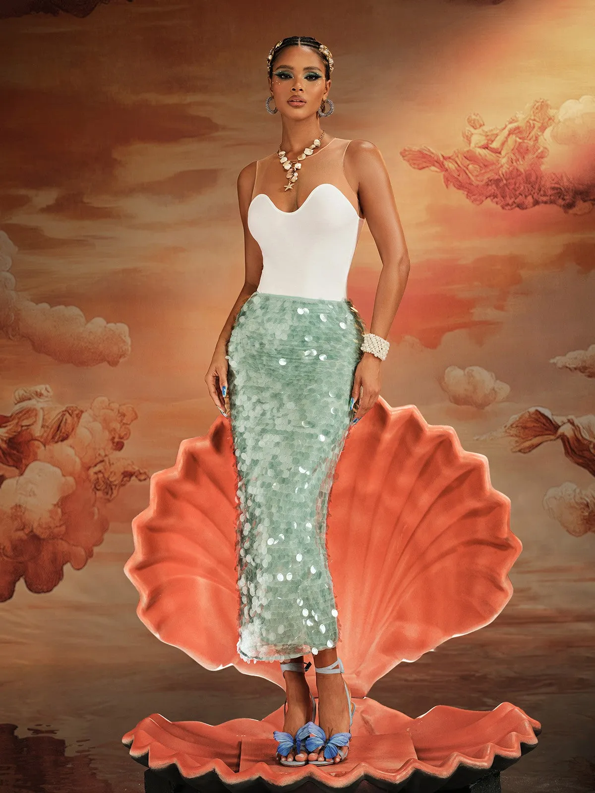 Akeem Sequin Mermaid Scale Skirt sold by Mew Mews product image thumbnail 3