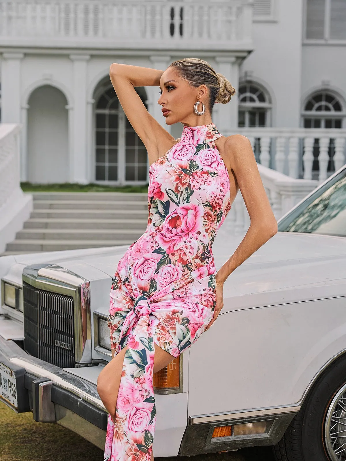 Wyvanna Halterneck Floral Twisted Mini Dress sold by Mew Mews product image thumbnail 2