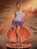 Birtin Strapless Flower Mini Dress In Purple sold by Mew Mews