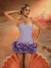 Birtin Strapless Flower Mini Dress In Purple sold by Mew Mews