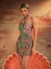 Jannik Halterneck Embellished Mesh Mini Dress sold by Mew Mews