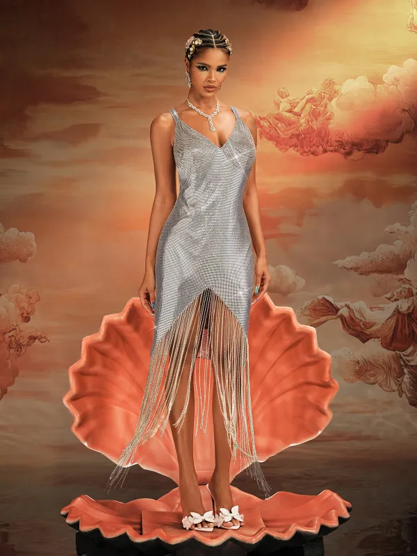 Aithley Chain Fringe Chainmail Dress sold by Mew Mews