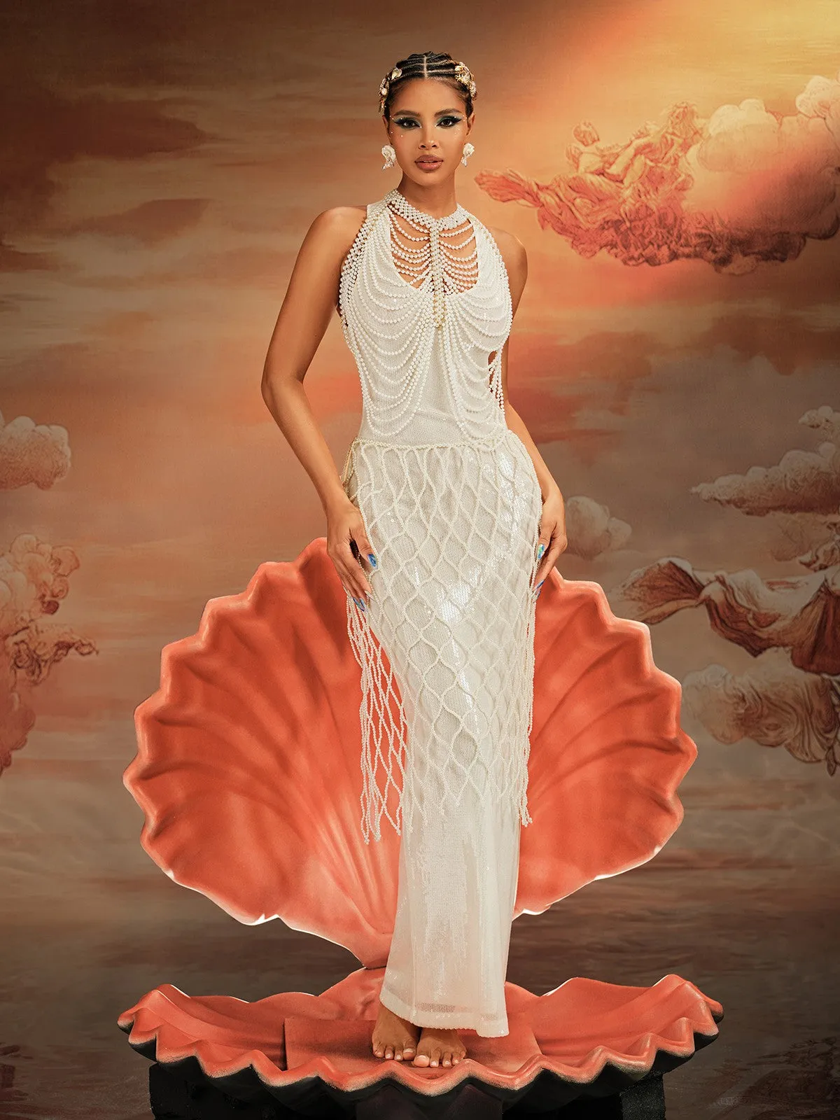 Akim Pearl Beaded Skirt sold by Mew Mews