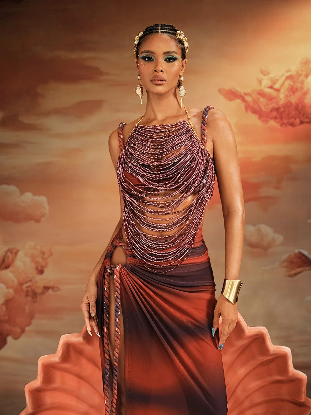 Akhil Fringe Beaded Bralette sold by Mew Mews