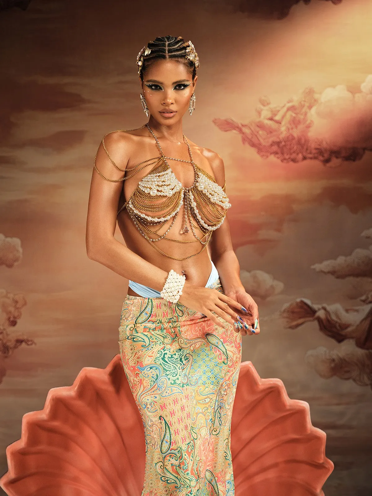 Akuji Pearl Beaded Chain Fringe Bralette sold by Mew Mews product image thumbnail 5