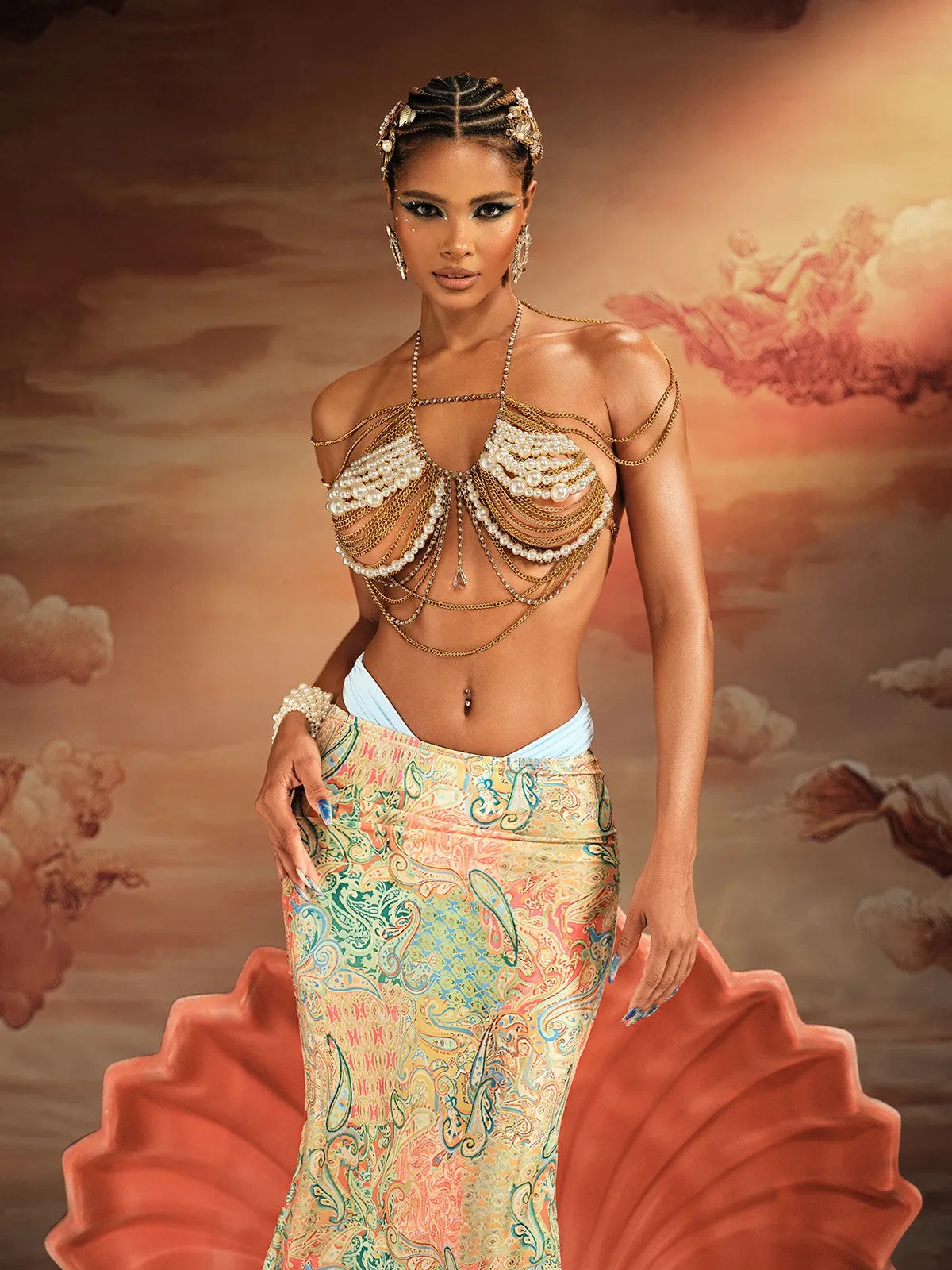 Akuji Pearl Beaded Chain Fringe Bralette sold by Mew Mews product image thumbnail 3