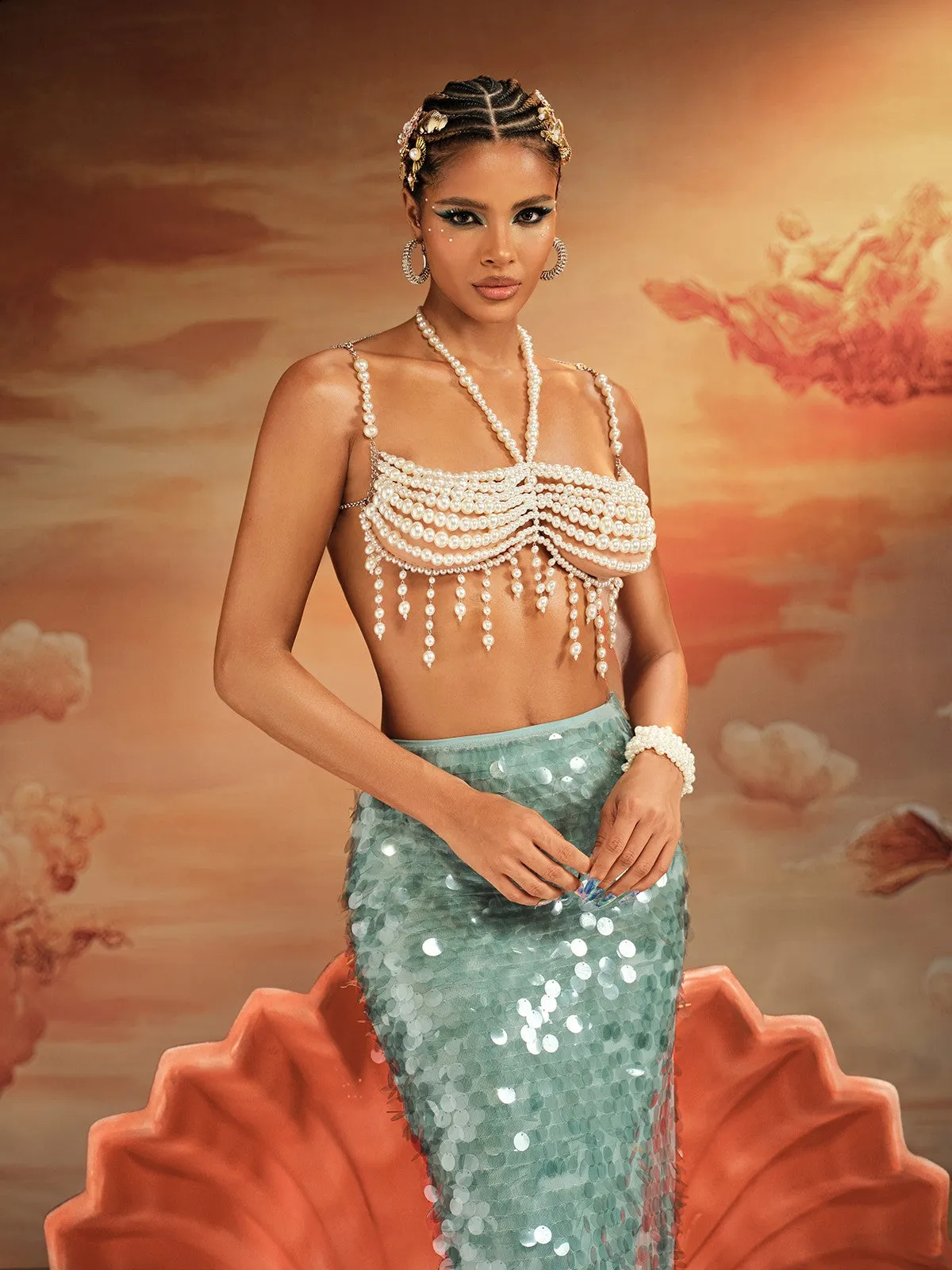 Akram Fringe Pearl Beaded Bralette sold by Mew Mews product image thumbnail 5