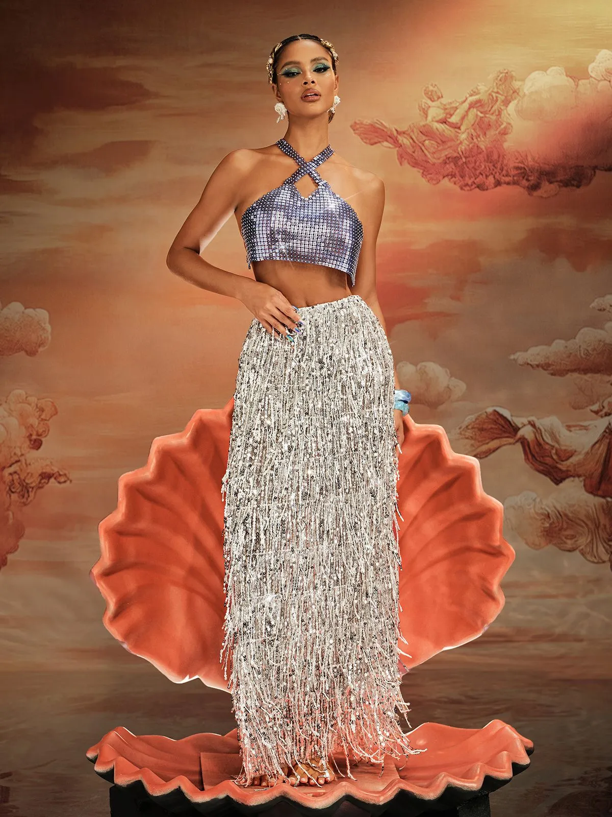 Ajda Halterneck Crystal Chainmail Top sold by Mew Mews product image thumbnail 3