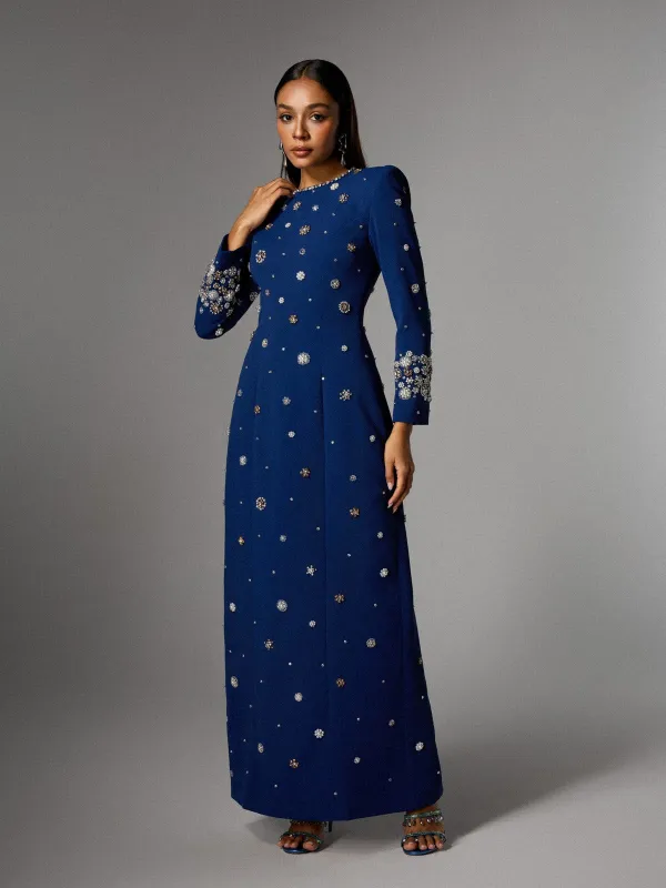 Alary Long Sleeve Rhinestone Maxi Dress sold by Mew Mews