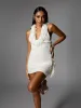 Cyrille Halterneck Fringe Knitted Mini Dress sold by Mew Mews