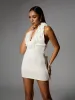 Cyrille Halterneck Fringe Knitted Mini Dress sold by Mew Mews