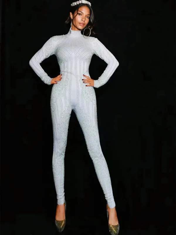 Ulrich High Neck Embellished Jumpsuit sold by Mew Mews
