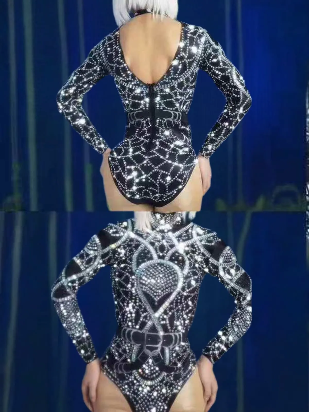 Myxandor High Neck Rhinestone Bodysuit sold by Mew Mews product image thumbnail 2