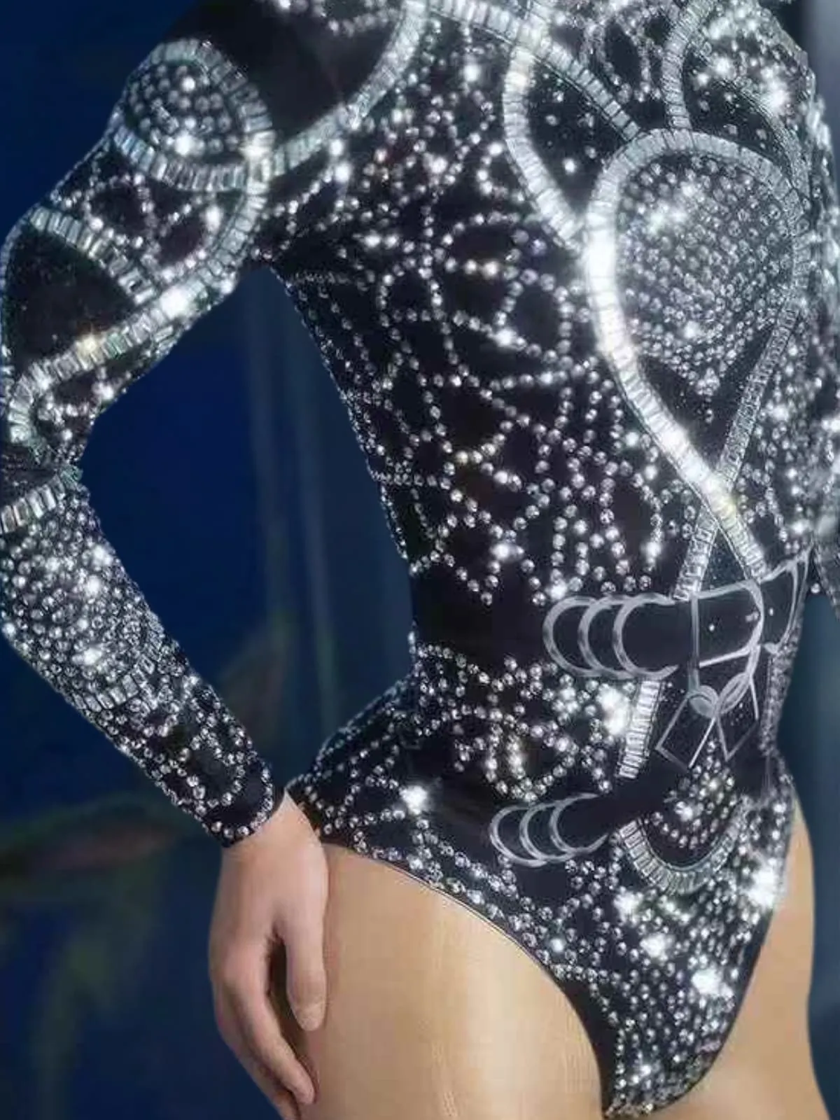 Myxandor High Neck Rhinestone Bodysuit sold by Mew Mews product image thumbnail 3
