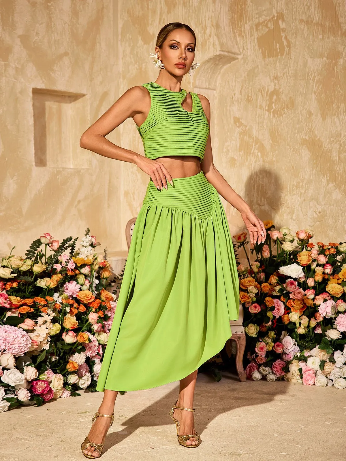 Alka Sleeveless Ruched Skirt Set sold by Mew Mews product image thumbnail 4