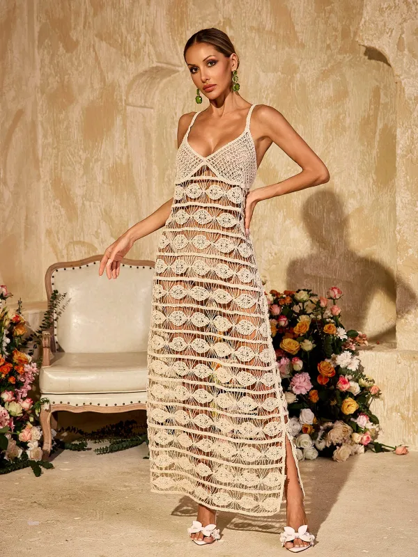 Yxalira Spaghetti Cutout Knitted Maxi Dress sold by Mew Mews