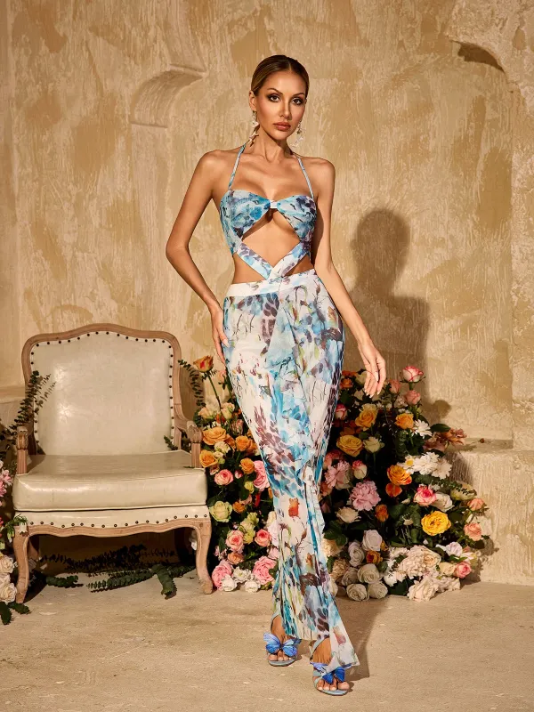 Ulyxar Halterneck Floral Maxi Dress sold by Mew Mews