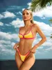 Agaton Stripe Bikini Two Piece Set In Orange sold by Mew Mews